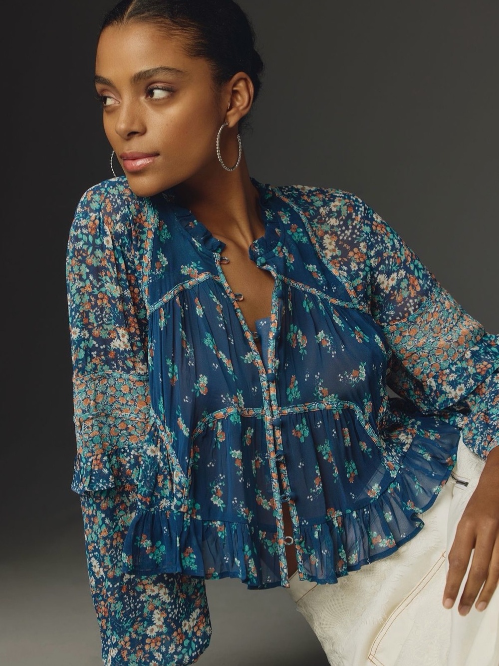 Anthropologie - Sheer Baby Doll Blouse